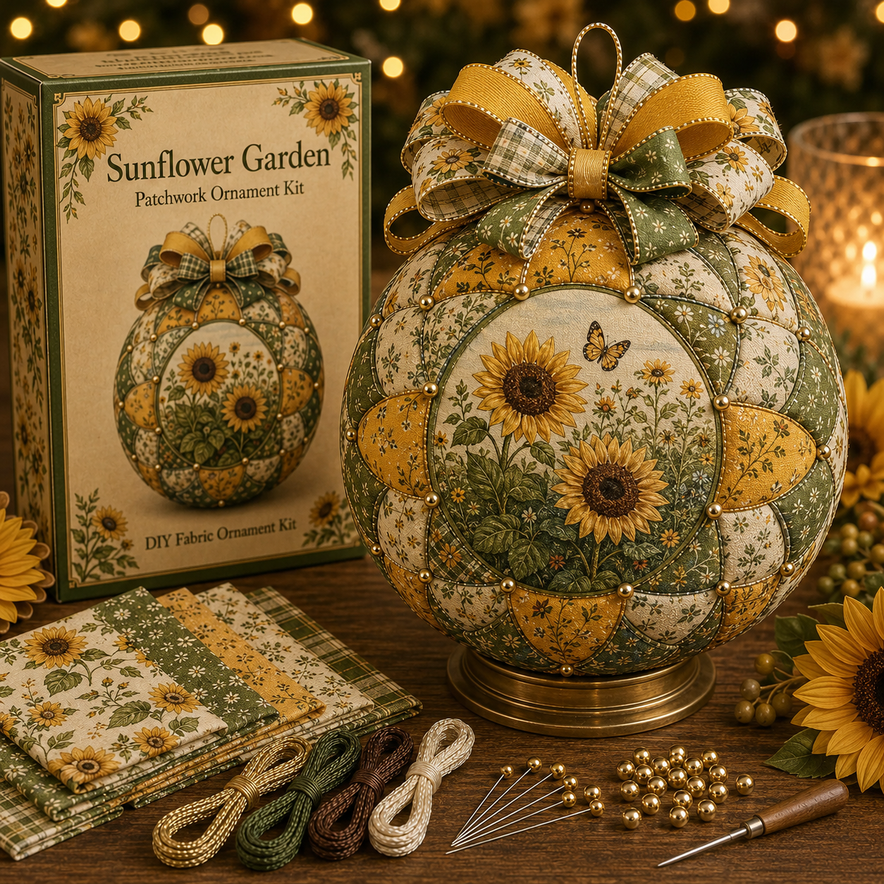 🌿 Garden & Birds Patchwork Ornament DIY Kit-HandPrint