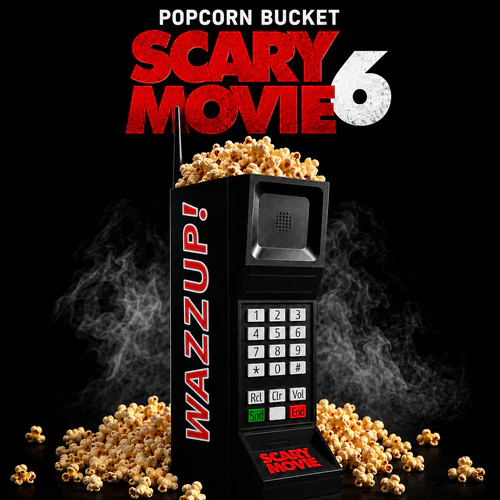 Scary Movie 6 WAZZUP Phone Popcorn Bucket - 2026 Collectible Cinema Memorabilia Popcorn Tub, Spooky Novelty Snack Container, Quirky Tabletop Halloween Party Decoration & Unique Movie Buff Gifts-HandPrint