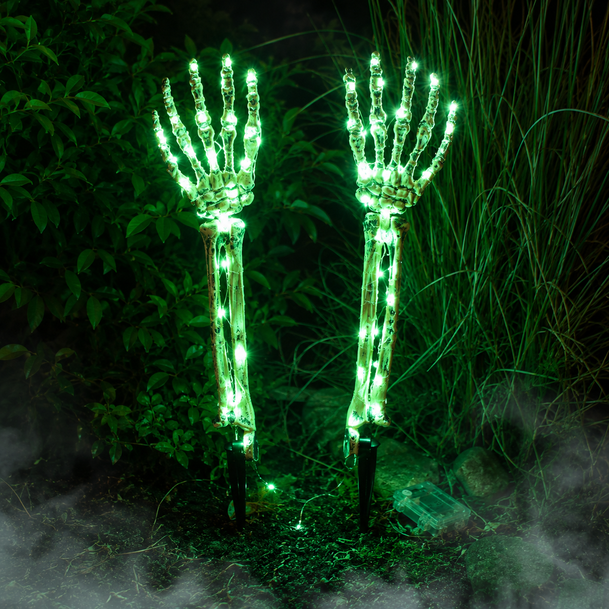 Halloween Skeleton Hands & Skull LED Yard Stakes-HandPrint