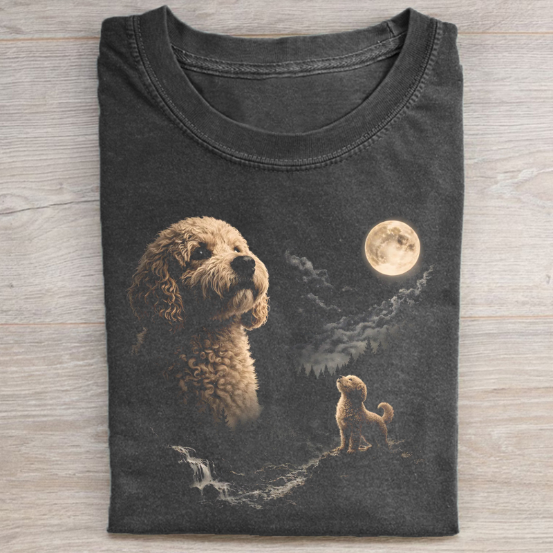 Goldendoodle Howling to The Moon T-shirt-NaturexCraft