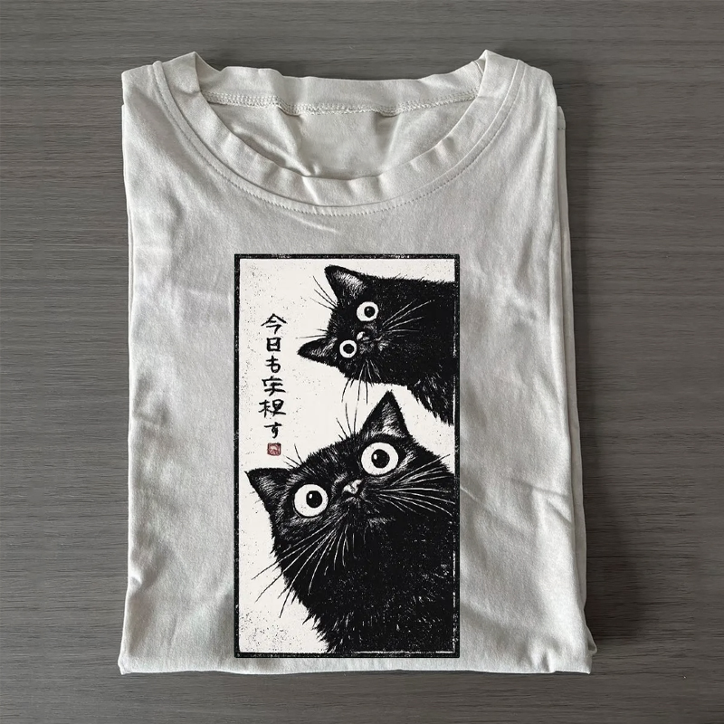 Japanese Cat T-shirt-NaturexCraft