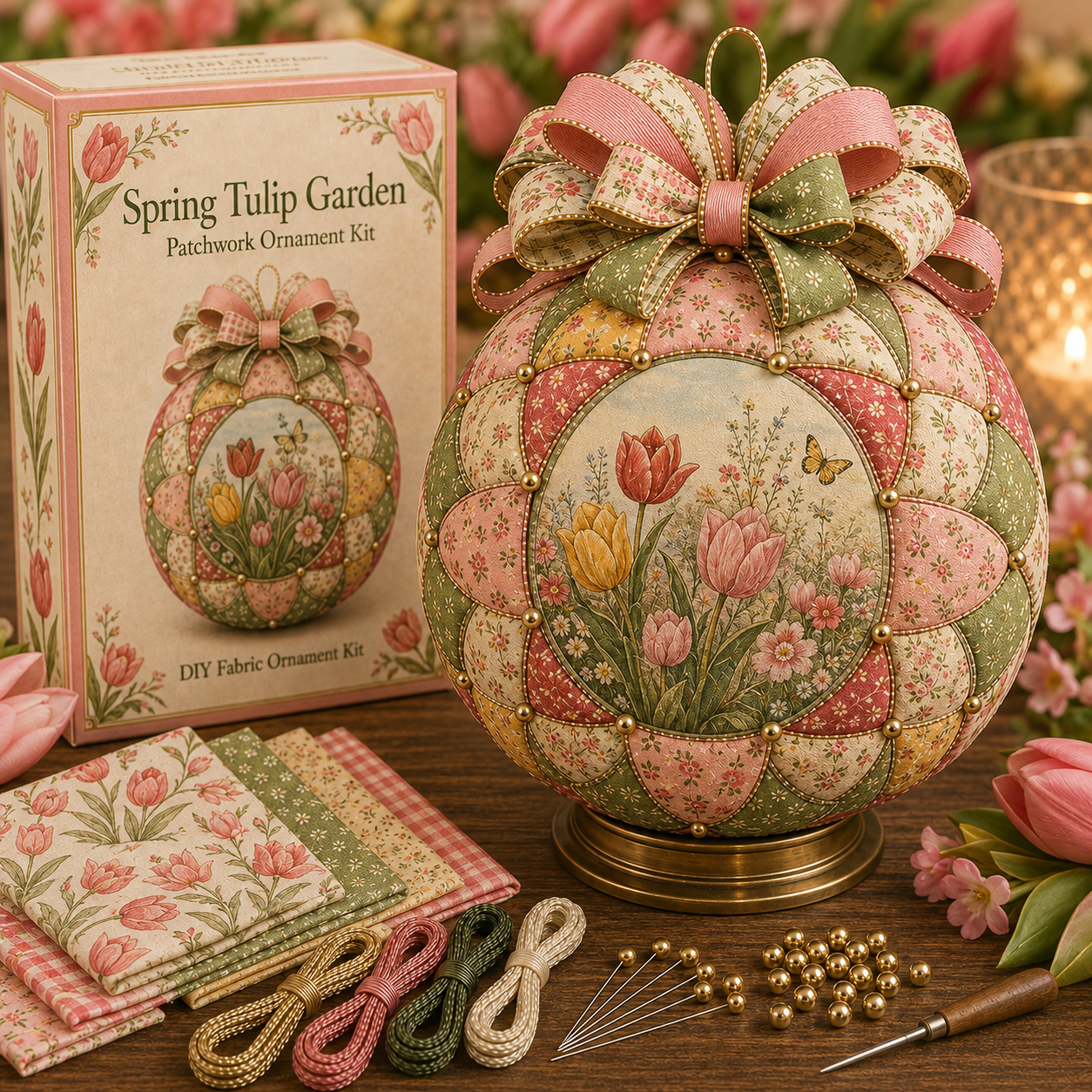 🌿 Garden & Birds Patchwork Ornament DIY Kit-HandPrint