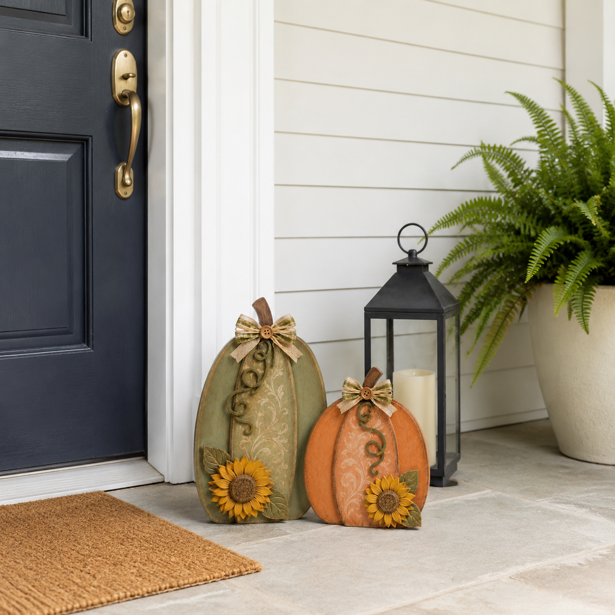Harvest in Bloom – Solid Wood Pumpkin Pair-HandPrint