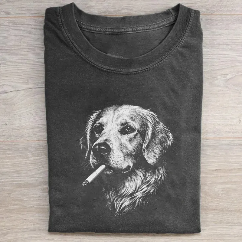 Golden Retriever Smoking Meme T-shirt-NaturexCraft
