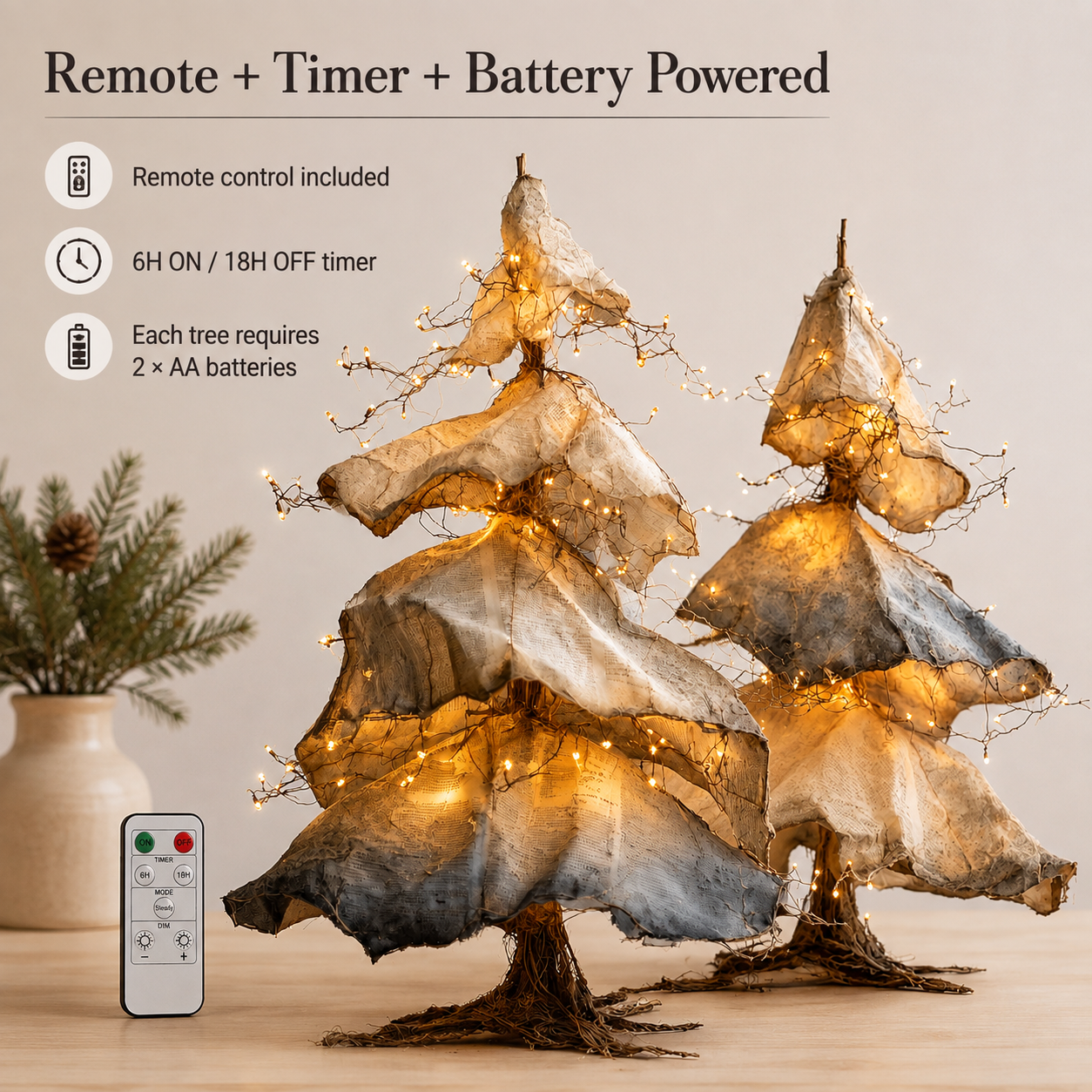 Windswept Winter Trees – Lighted Sculptural Tree Set-HandPrint