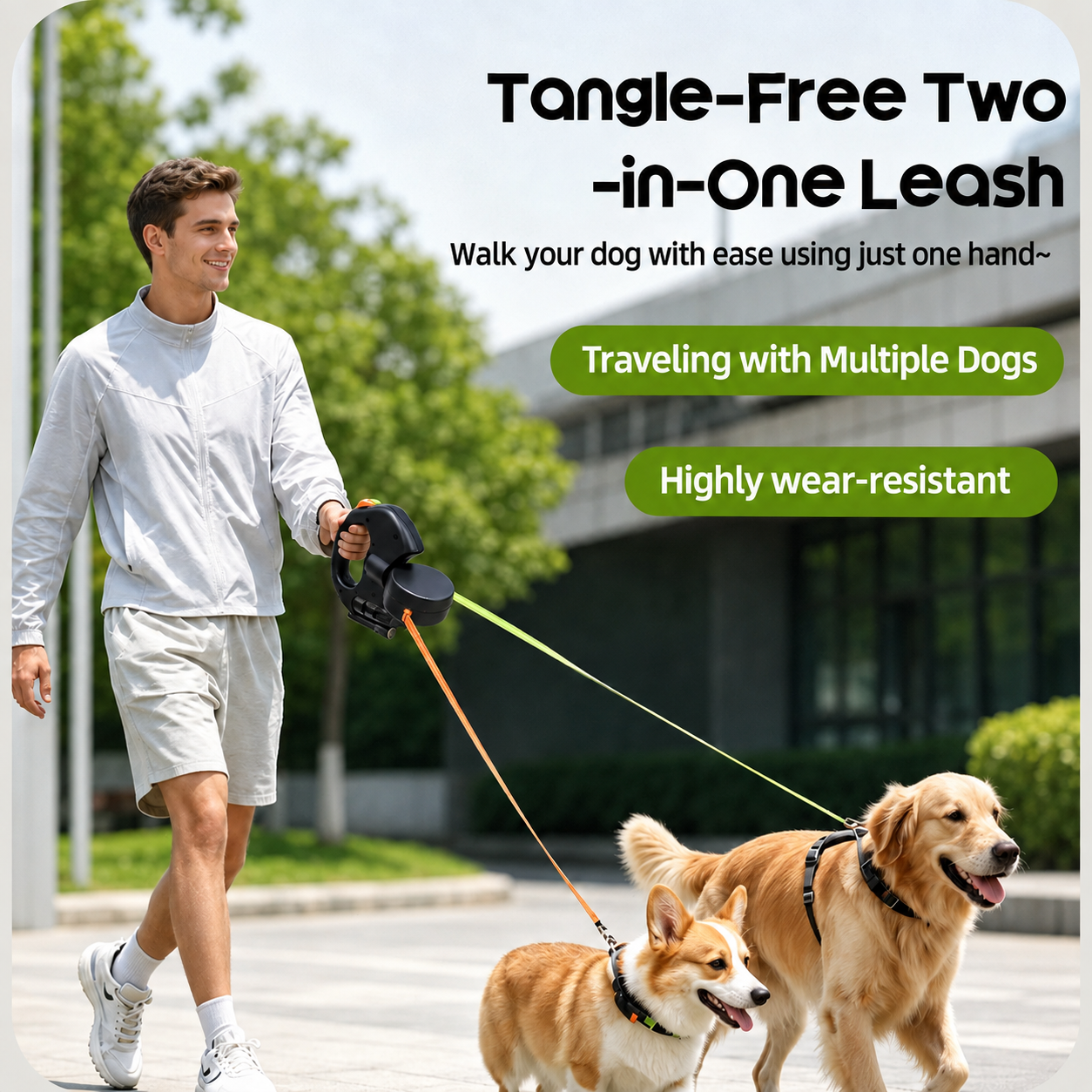 🐕🐕 60% OFF | Dual Retractable Dog Leash – Walk Two Dogs Without Tangling ✨-HandPrint