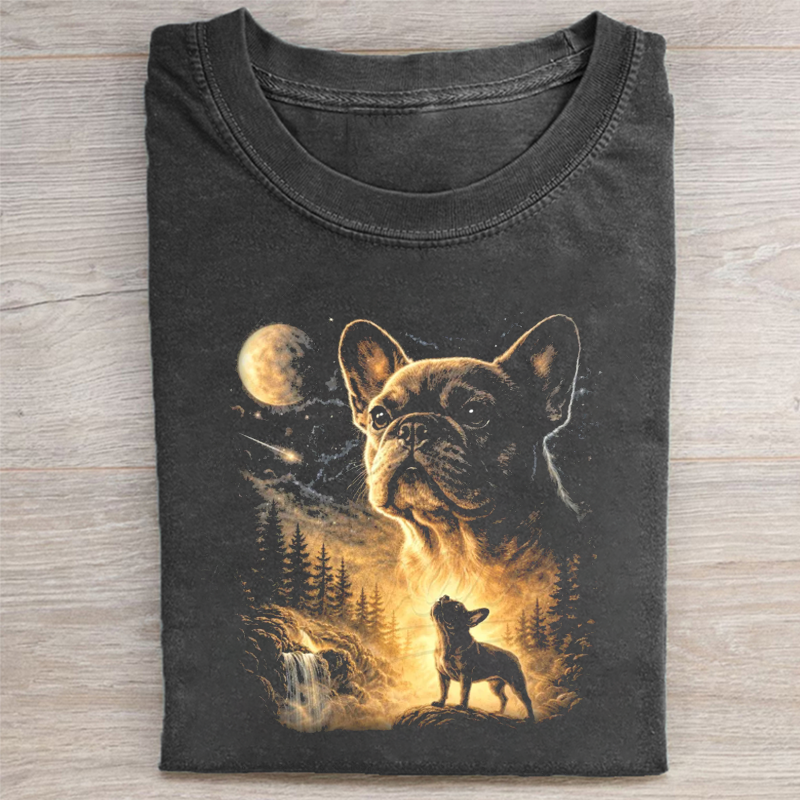 French Bulldog Howling To The Moon T-shirt-NaturexCraft