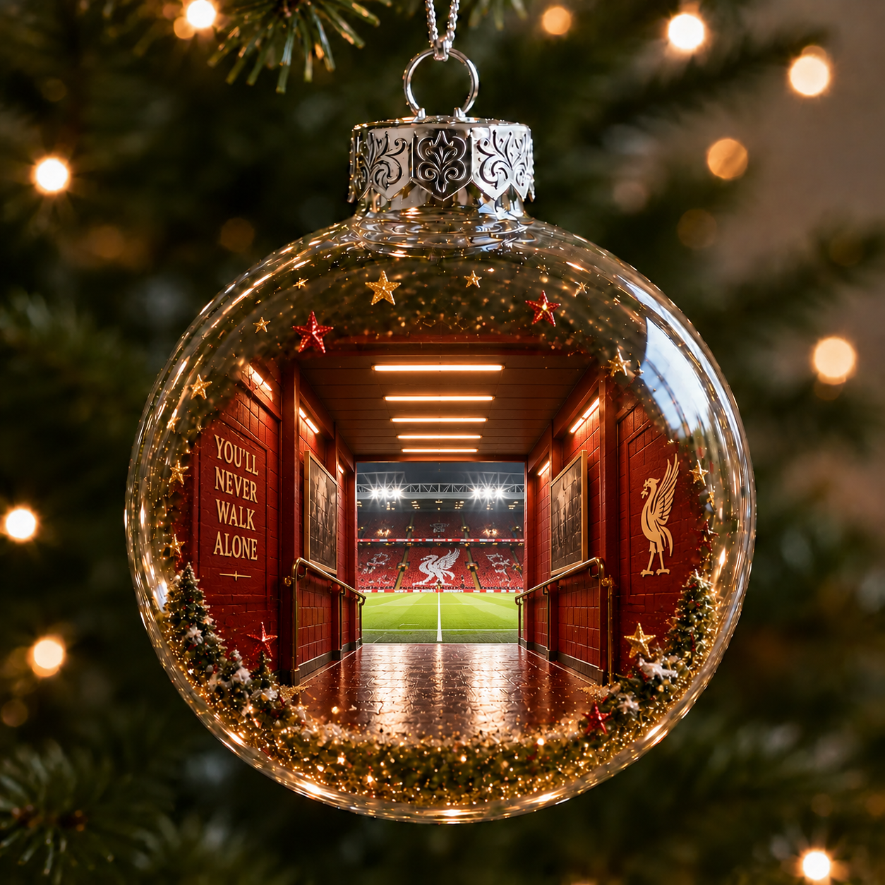 🎄 Light-Up Football Heritage Diorama Ornament-HandPrint