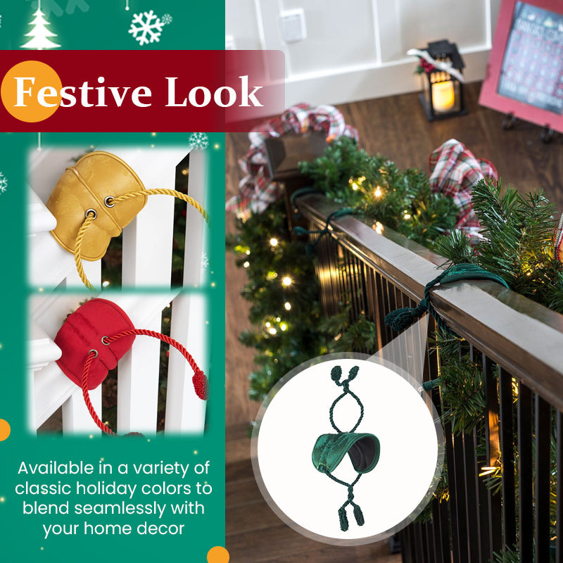 Christmas Garland Ties | Reusable No-Damage Banister Holders-HandPrint