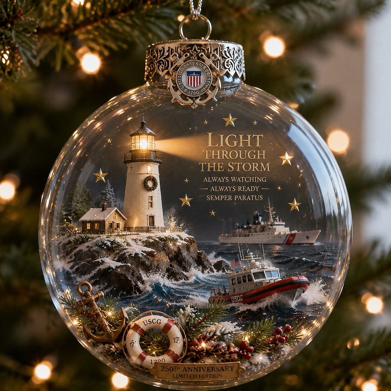 🎄 LAST DAY 75% OFF 🇺🇸 America 250th Military Legacy Light-Up Christmas Ball-HandPrint