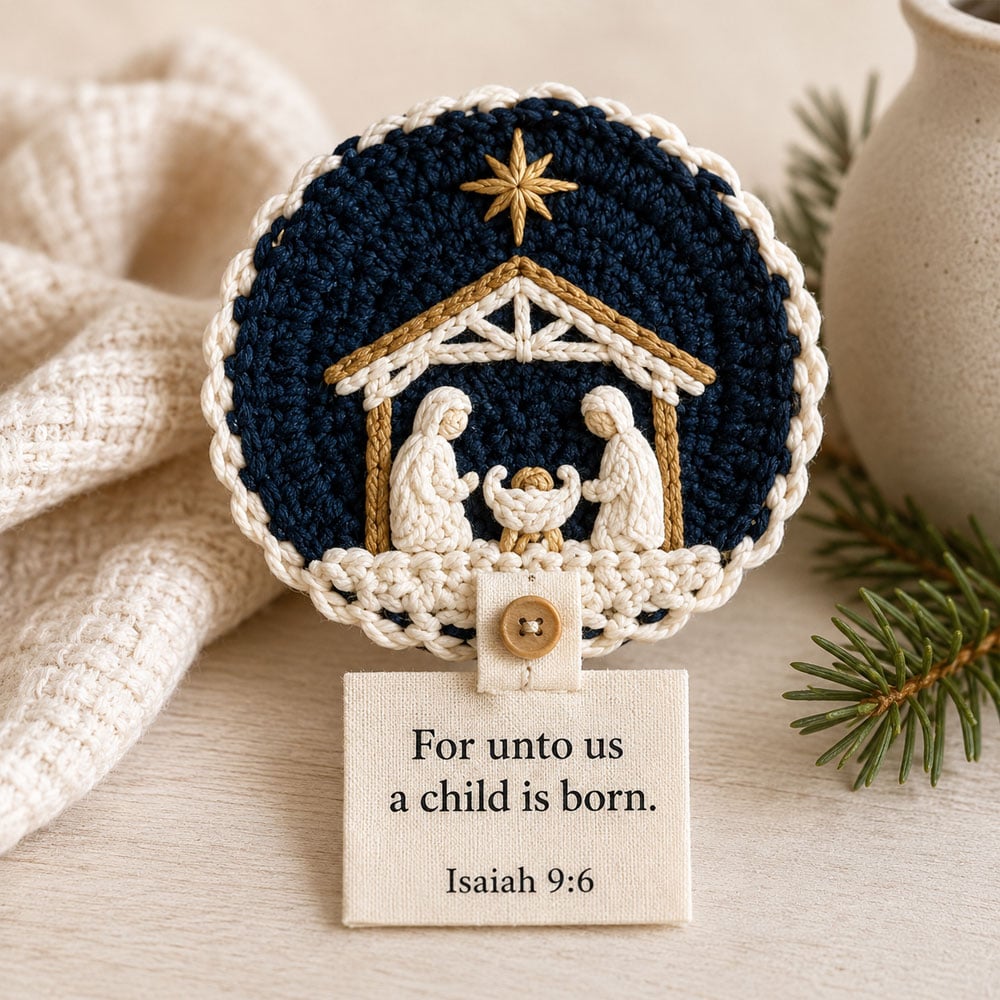 🔥LAST DAY 49% OFF - 🧶Nativity Crochet Coaster DIY Kit-HandPrint