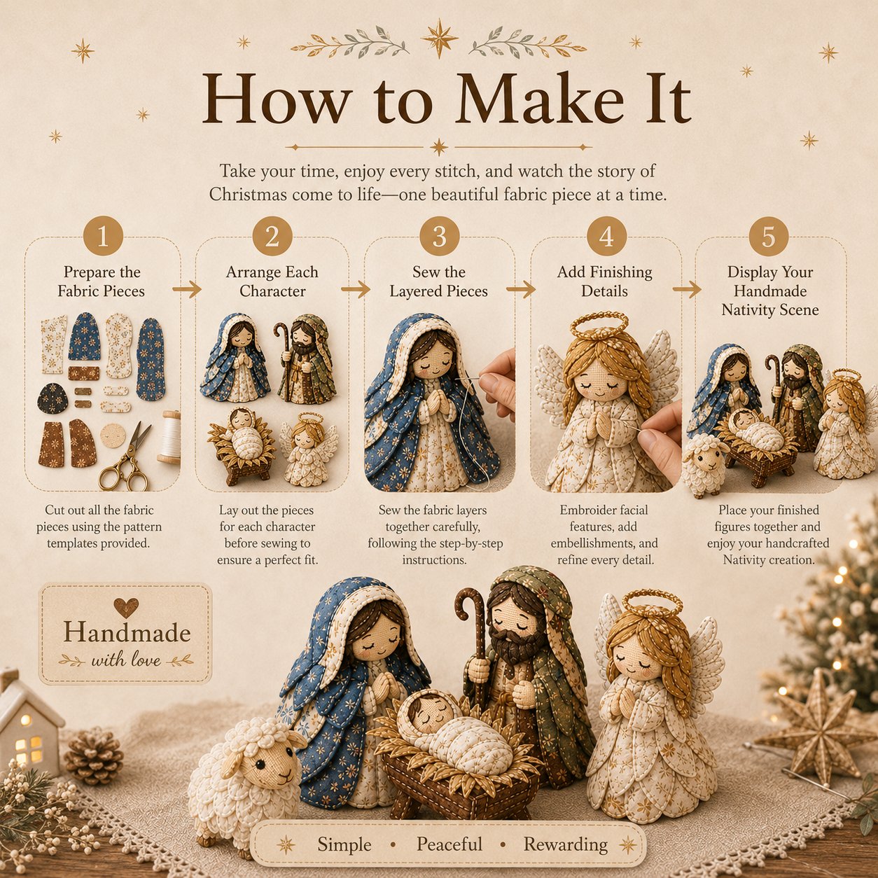 DIY Patchwork Nativity Scene Sewing Kit-HandPrint