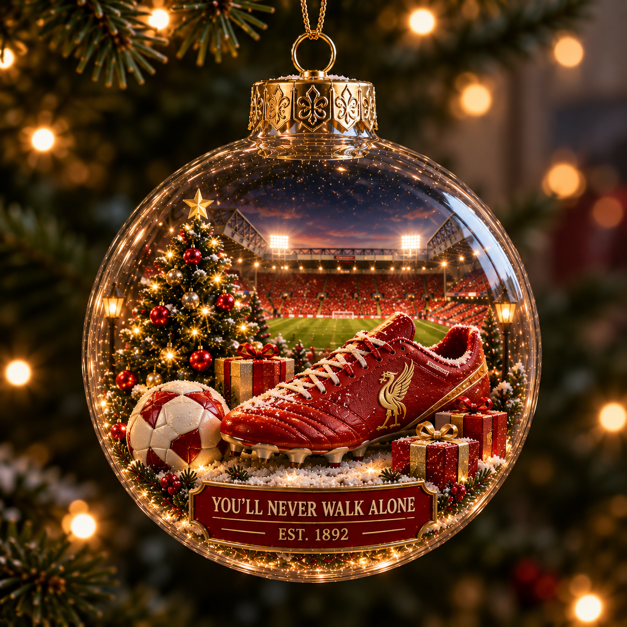🎄 Light-Up Football Heritage Diorama Ornament-HandPrint