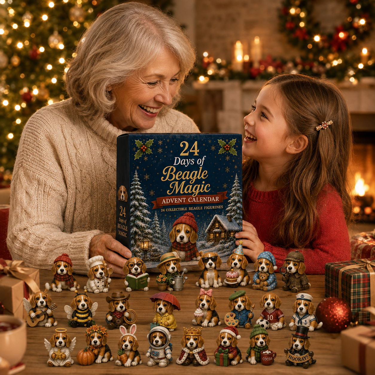 Beagle Magic Advent Calendar 2026 – 24 Days of Unique Beagle Miniature Collectibles, 24 Cute Holiday-HandPrint