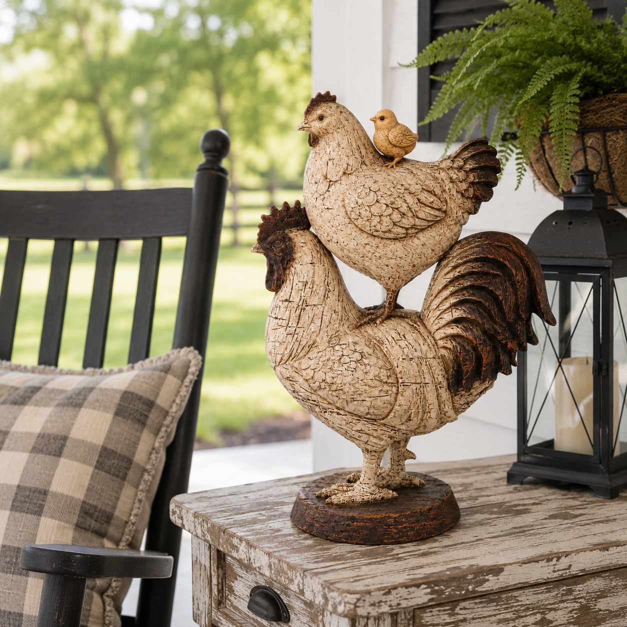 Vintage Country Rooster Sculpture