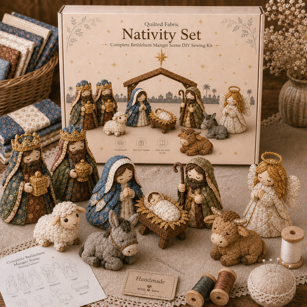 DIY Patchwork Nativity Scene Sewing Kit-HandPrint