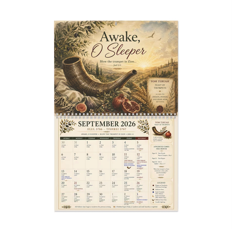 Biblical Hebrew Calendar 5787 | 2026-2027 Appointed Times Wall Calendar | Feast Days, Hebrew Dates and Shabbat-HandPrint