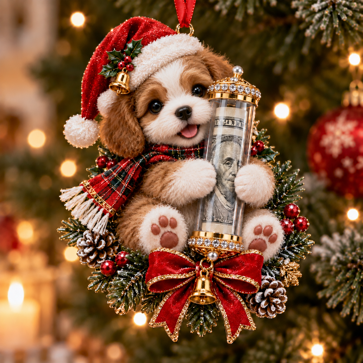 🎁Christmas Cute Animal Cash Gift Ornament – Holiday Tree Decoration🎄💵-HandPrint