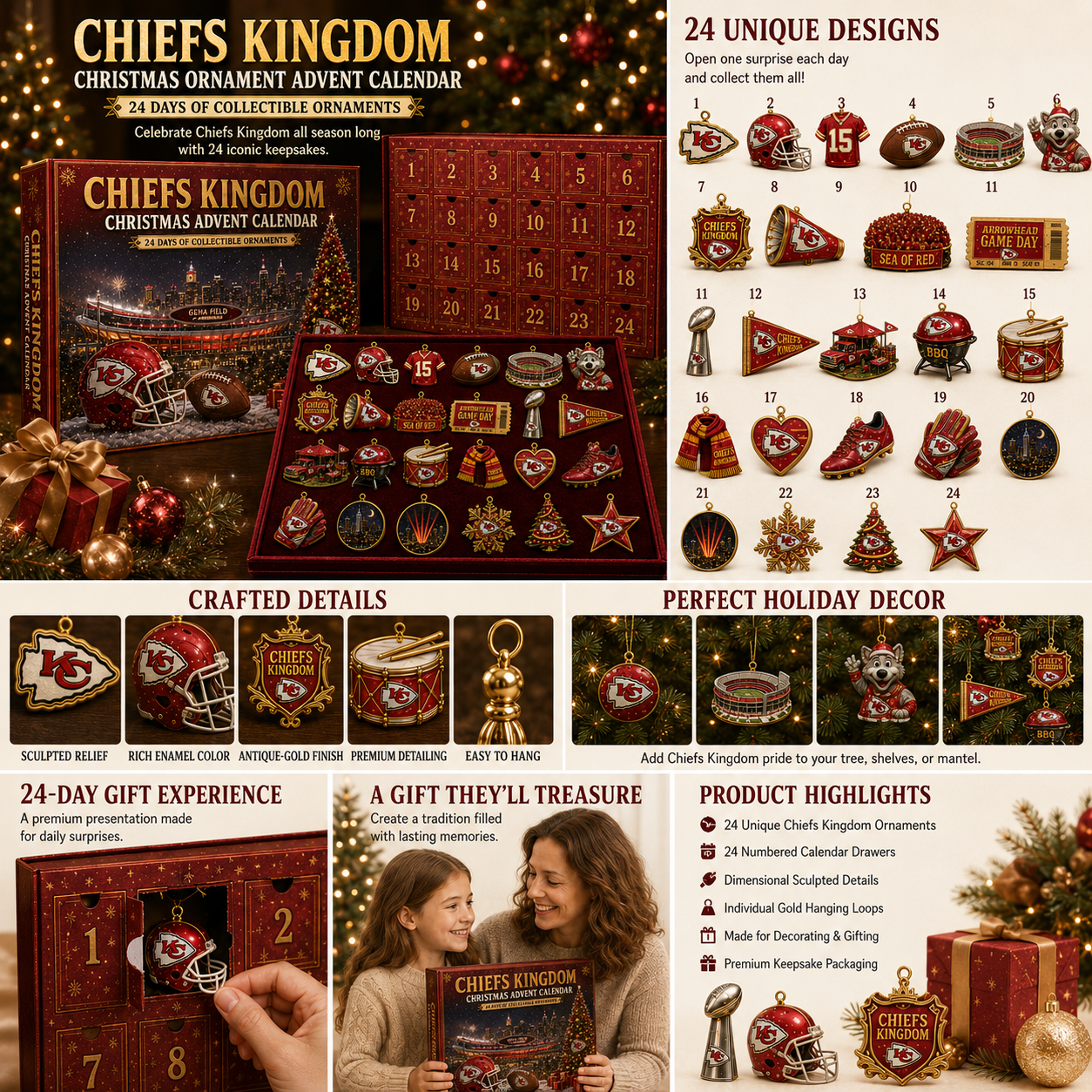🎄 Chiefs Kingdom Football Christmas Advent Calendar-HandPrint