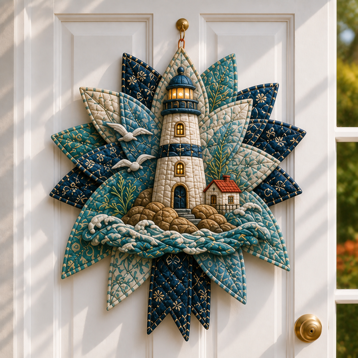 ⏳ Last Day 49% OFF – 🌊 Coastal Quilted Ocean Wreath DIY Sewing Kit-HandPrint