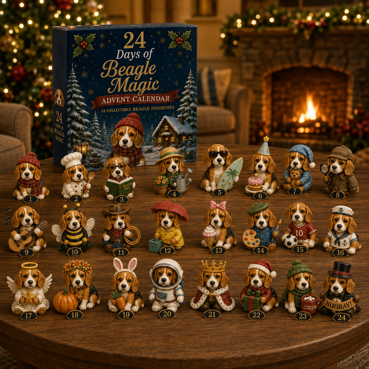 Beagle Magic Advent Calendar 2026 – 24 Days of Unique Beagle Miniature Collectibles, 24 Cute Holiday-HandPrint