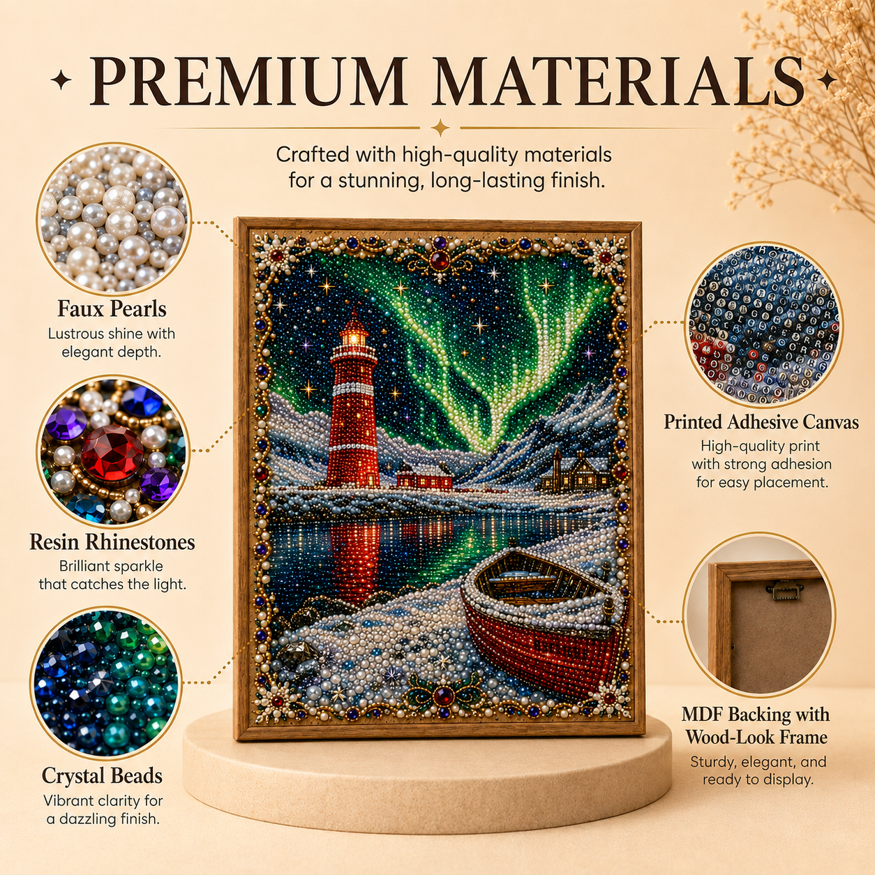✨ Aurora Lighthouse DIY Pearl Painting –  Sparkling Winter Landscape Decor-HandPrint
