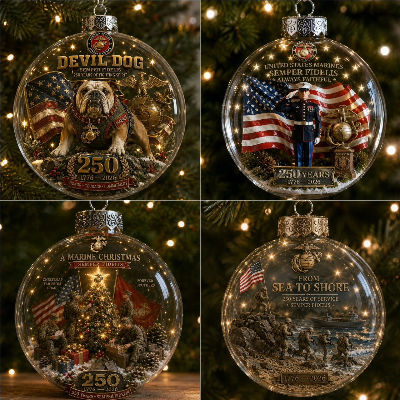 🎄 LAST DAY 75% OFF 🇺🇸 America 250th Military Legacy Light-Up Christmas Ball-HandPrint