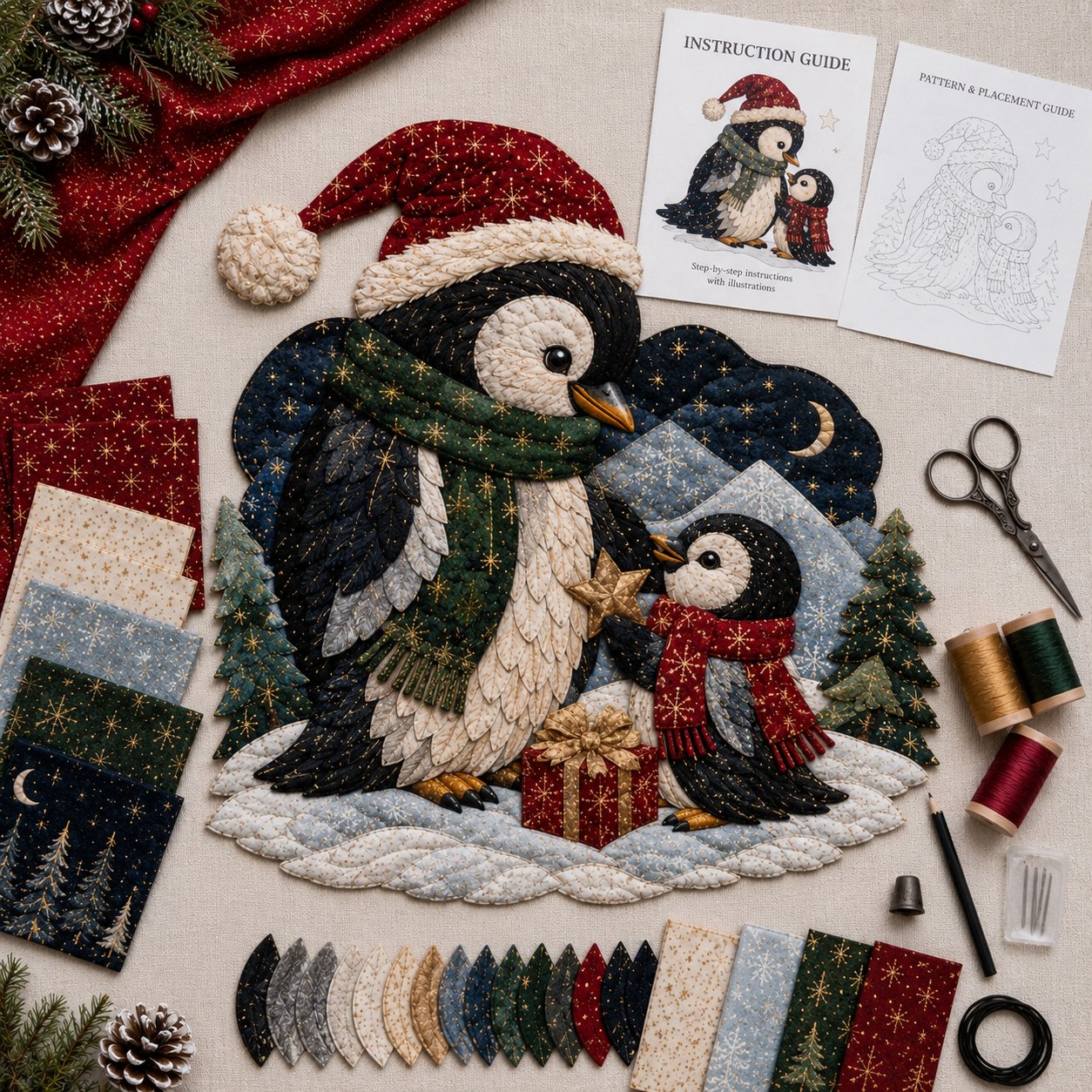 🔥Last Day 49% OFF - 🎄🎅Christmas Woodland Wildlife DIY Patchwork Kit – ✨Create a Festive Handmade Keepsake-HandPrint