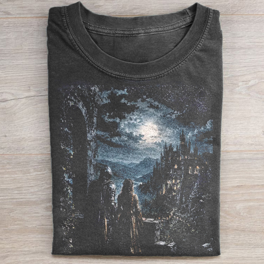 Moonlit Fantasy Castle T-shirt-NaturexCraft