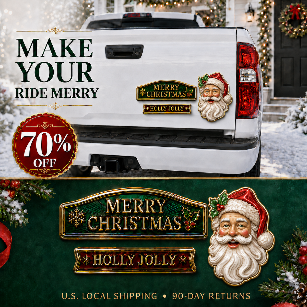 ⚡50K+ SOLD!🔥 3-Piece Christmas Car Emblem Metal Badge Set – Multiple Festive Character Styles Available-HandPrint