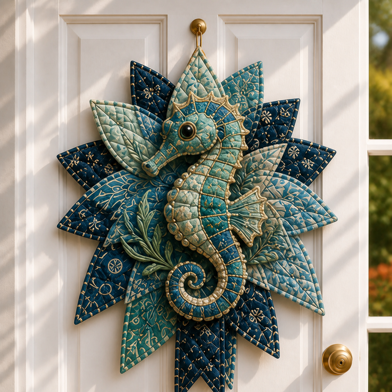⏳ Last Day 49% OFF – 🌊 Coastal Quilted Ocean Wreath DIY Sewing Kit-HandPrint