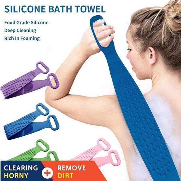 🧼Silicone Back Scrubber for Bath, Double-Sided Body Exfoliating Bath Brush with Soft Silicone Bristles-HandPrint