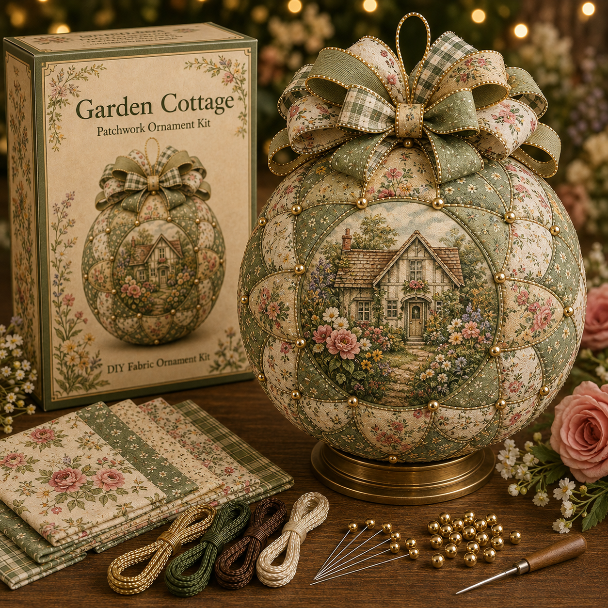 🌿 Garden & Birds Patchwork Ornament DIY Kit-HandPrint