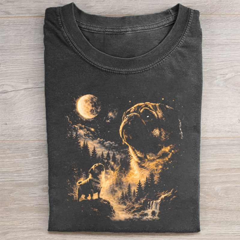 Pug Howling to The Moon T-shirt-NaturexCraft