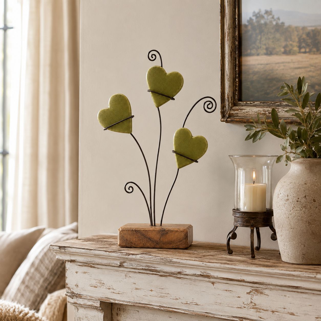 Growing Hearts Tabletop Sculpture-HandPrint