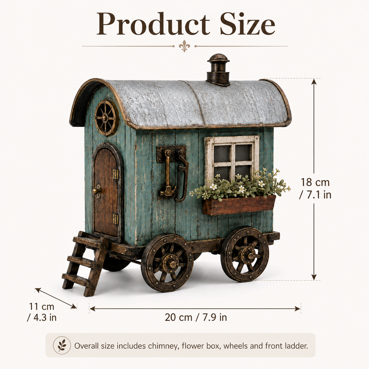 The Wandering Cottage – Lighted Solid Wood Vintage Traveling Cottage Decor-HandPrint