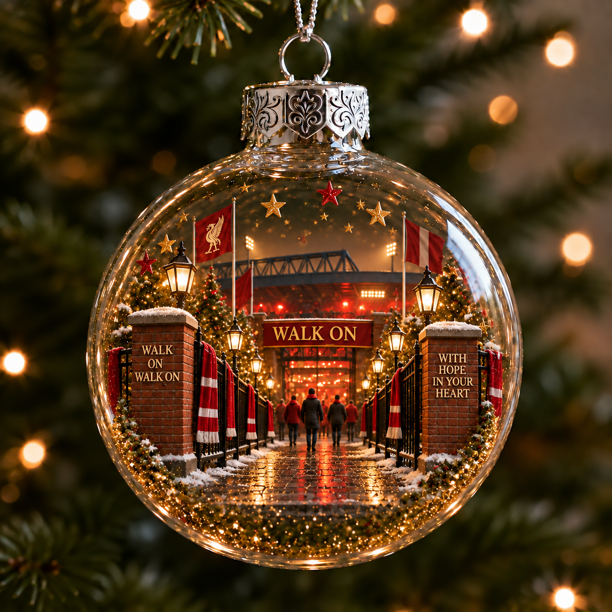 🎄 Light-Up Football Heritage Diorama Ornament-HandPrint