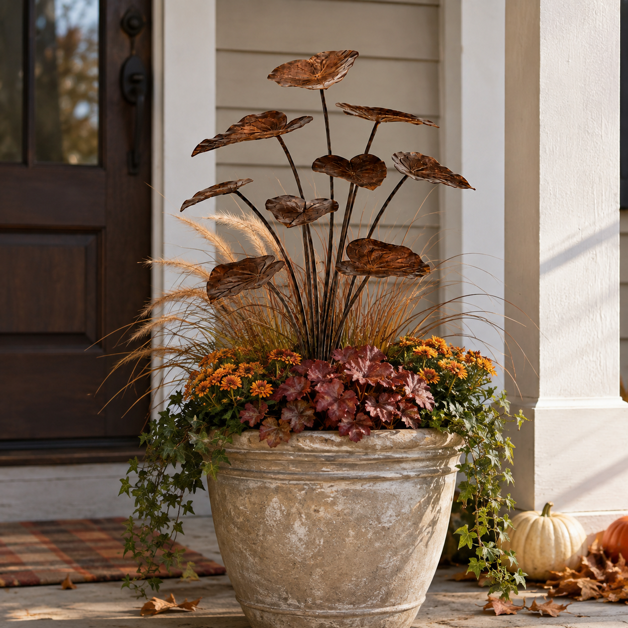 Rustic Metal Lotus Leaf Garden Stake-HandPrint