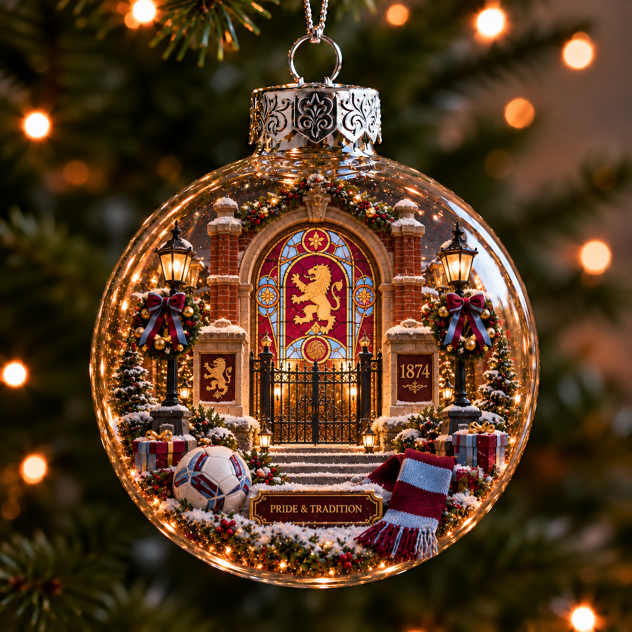 🎄 Pride & Tradition Light-Up Football Christmas Globe Ornament-HandPrint