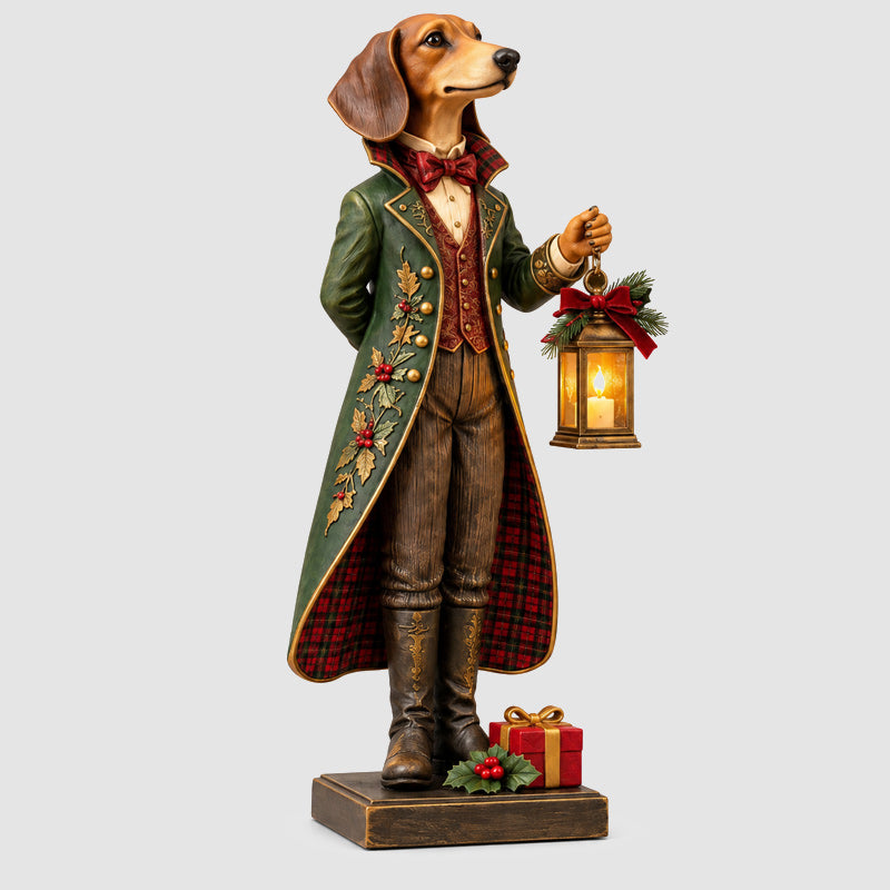 Christmas Sausage Dog Lantern Ornament-HandPrint