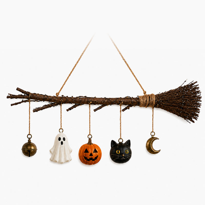 🎃 Halloween Luminous Witch Broom Wall Hanging Decor 🧹-HandPrint