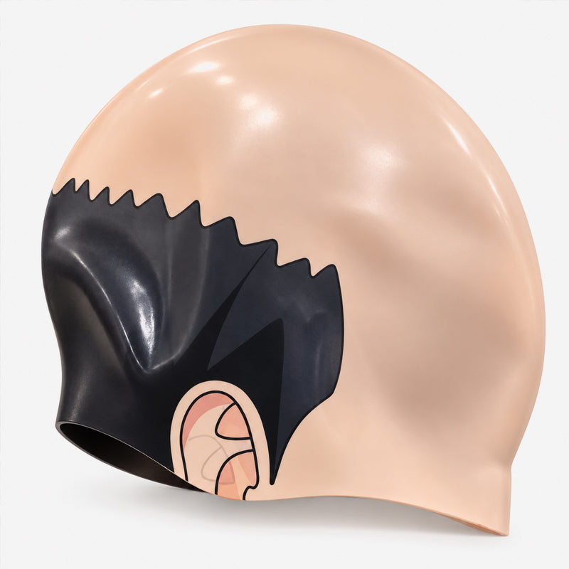 Funny Realistic Bald Head Swim Cap-HandPrint