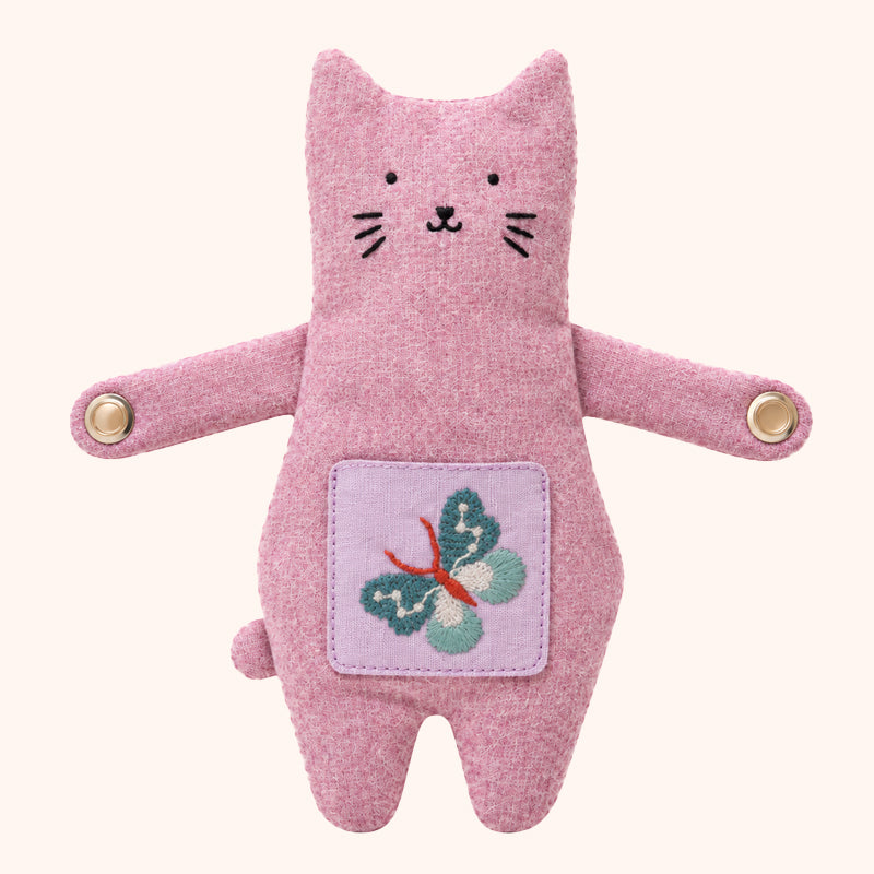 Hugging Cat & Bear Zipper Pouch Bag Charm-HandPrint