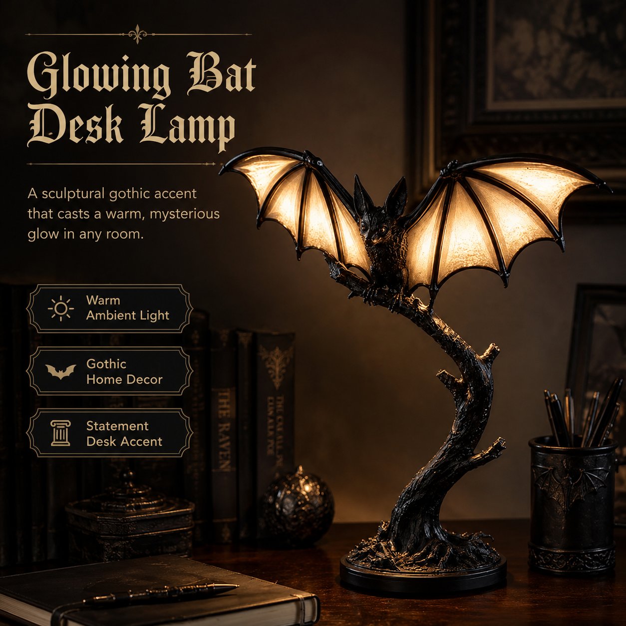 🔥 39% OFF – Glowing Bat Desk Lamp🎉Only Today Buy More Save More🔥-HandPrint