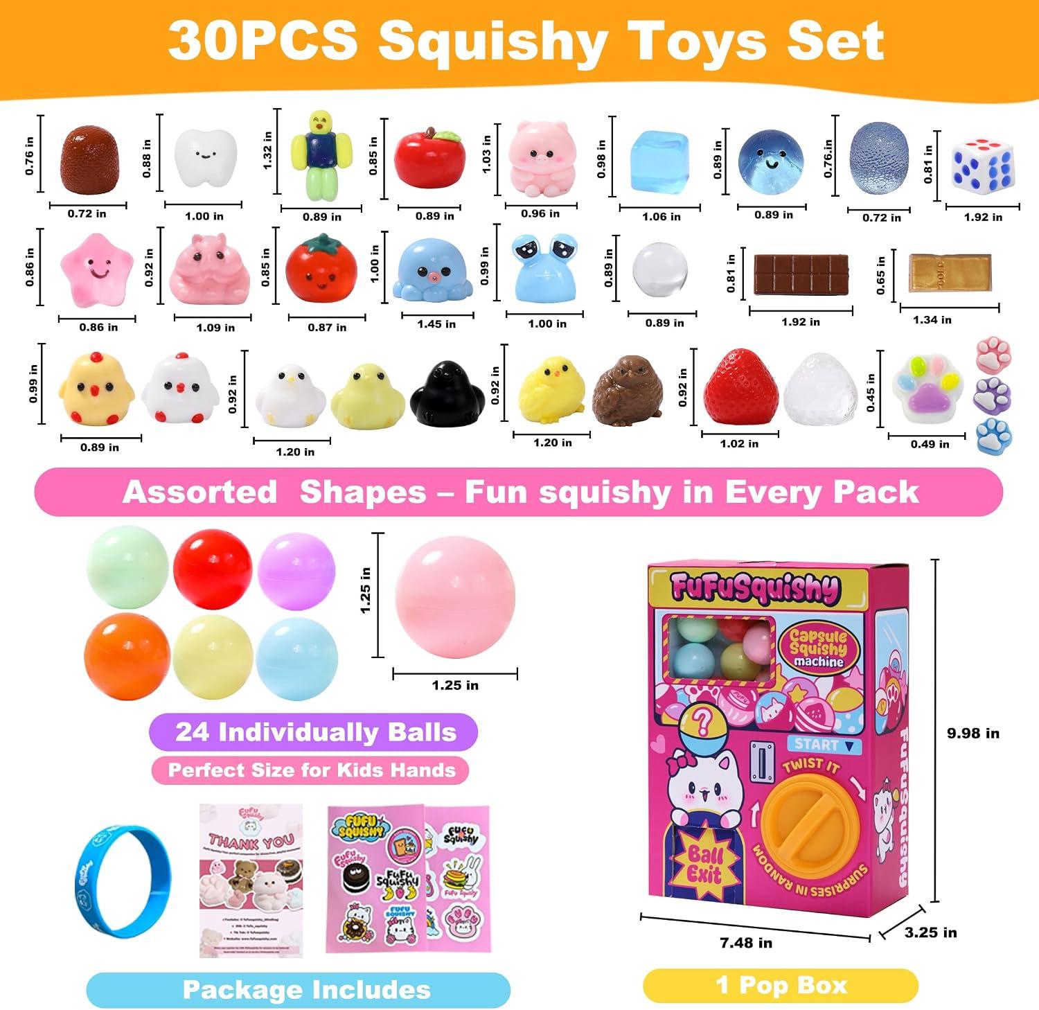 Squishy Capsule Toys for Kids, Mini Vending Machine Toy Set, Soft Stress Relief Squishies Party Favors, Classroom Rewards & Birthday Gifts-HandPrint