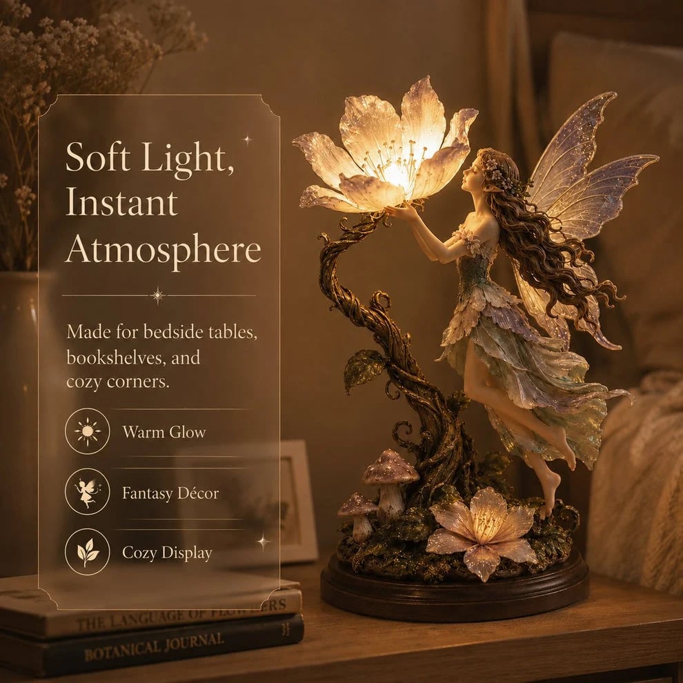 🧚🌺 Glowing Fairy Garden Sculpture – Magical Floral Ambient Light for Cozy Spaces 🌙-HandPrint