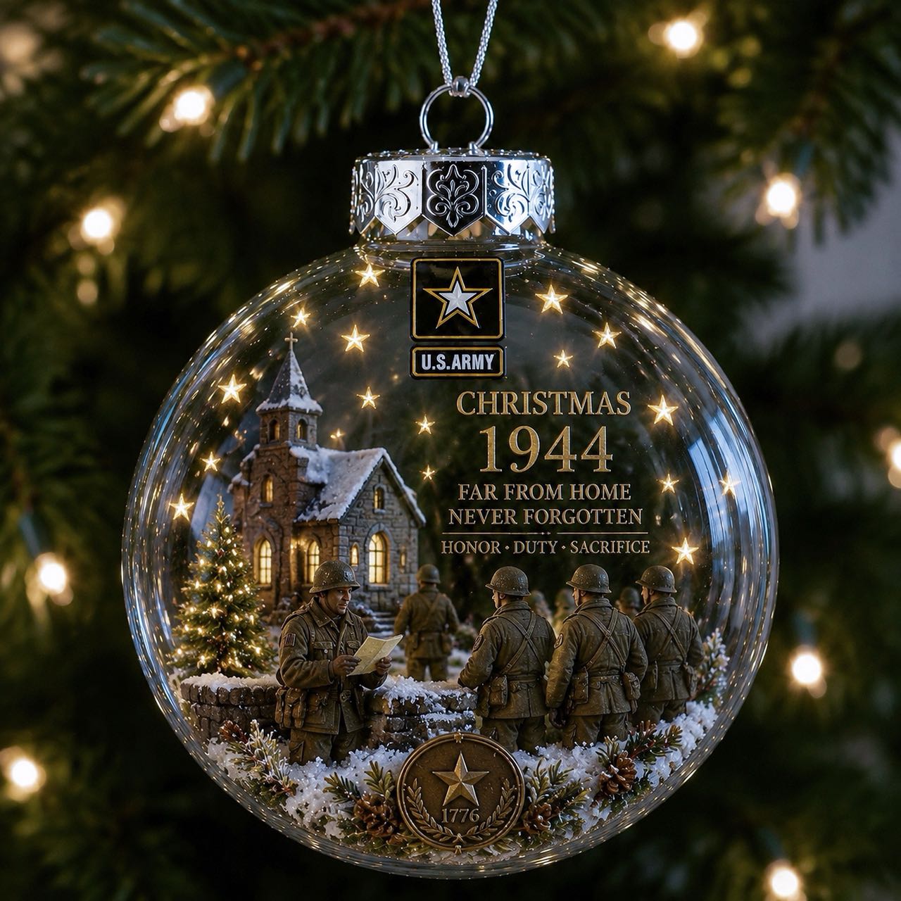 🎄 LAST DAY 75% OFF 🇺🇸 America 250th Military Legacy Light-Up Christmas Ball-HandPrint