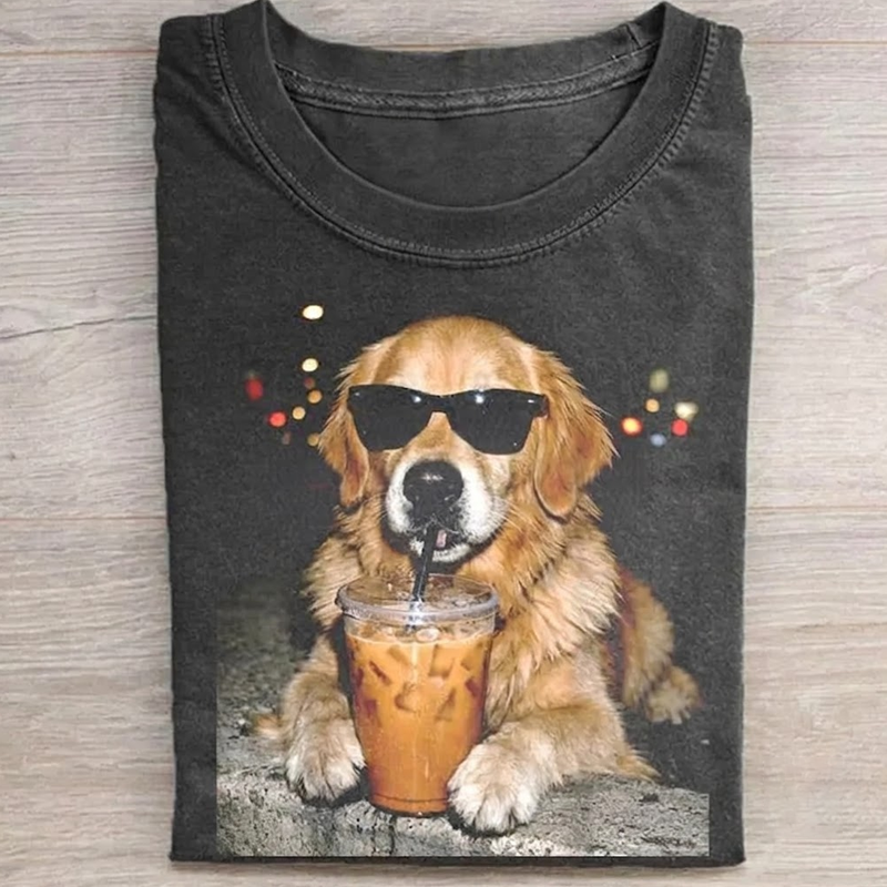 Golden Retriever Iced Coffee T-shirt-NaturexCraft