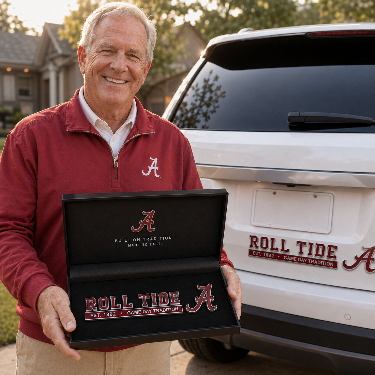 🔴 ROLL TIDE 3D Metal Car Emblem Badge-HandPrint