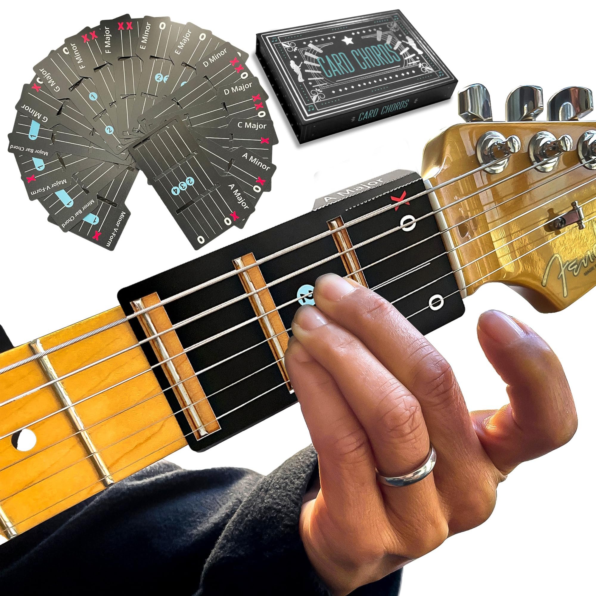 Guitar Chord Cards for Beginners (15-Pack) | Learn Chords Fast | Guitar Gift for New Players-HandPrint